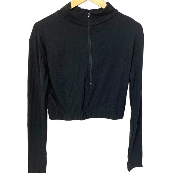 Cheer Fantastic Mock Turtleneck Midriff Zip Back Bodysuit 2XL Black Long Sleeve - Picture 2 of 10